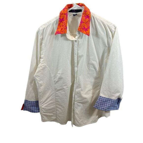 Ladies Pearly Vine Brand Stretch Button Down Blouse with Collar & Cuff Detail XL - Picture 8 of 14